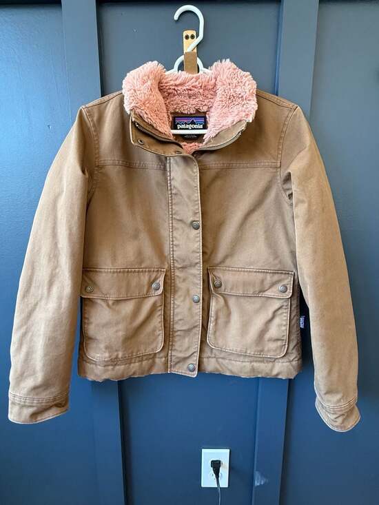 Patagonia Jackets & Blazers - Patagonia Women's Maple Grove Canvas Jacket Brown with Pink Fleece Collar